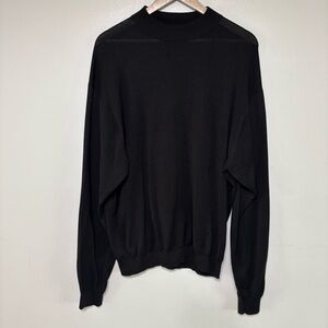 Baracuta Men’s Black Silk Cotton Blend Contemporary Crew Neck Sweater Size XL
